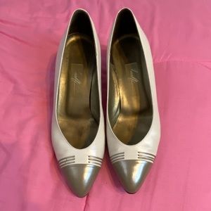 Cream and taupe heels.